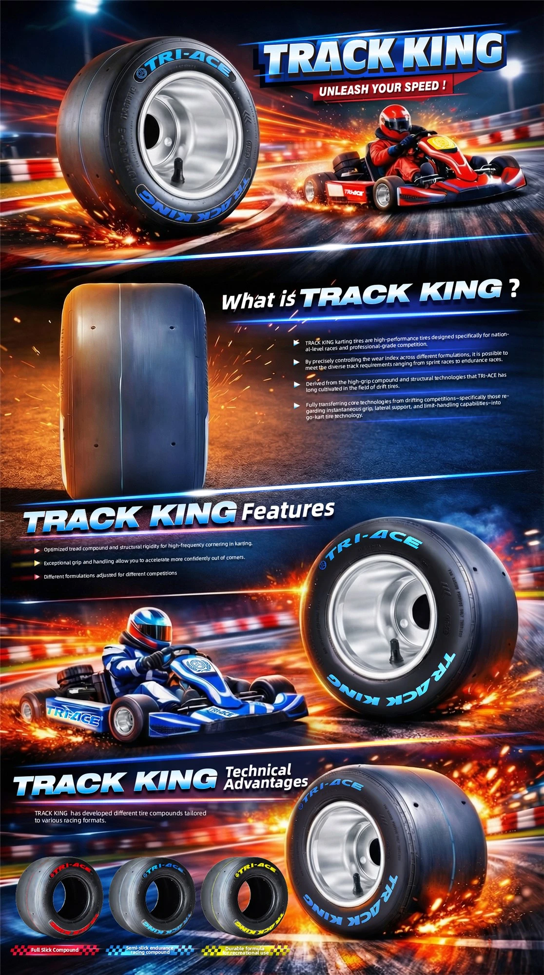 TRI-ACE TRACK KING Kart Racing Tire TRI-ACE TRACK KING Kart Racing Tire